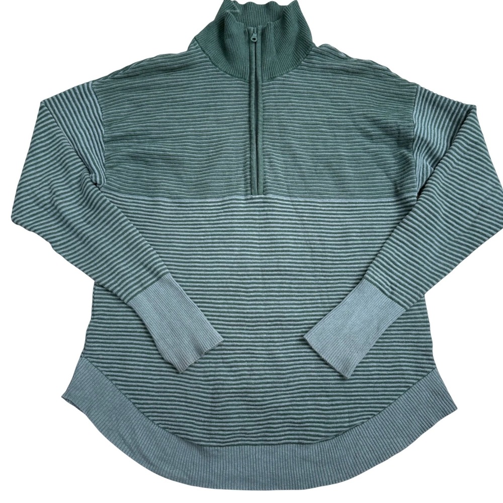 OFFLINE by Aerie Quarter Zip Ribbed Sweater Womens Small Green Sporty Casual EUC